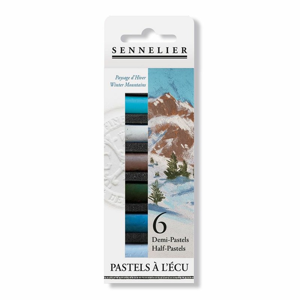 Etui pastels 'a l'écu' - 6 demi-pastels - paysage d'hiver