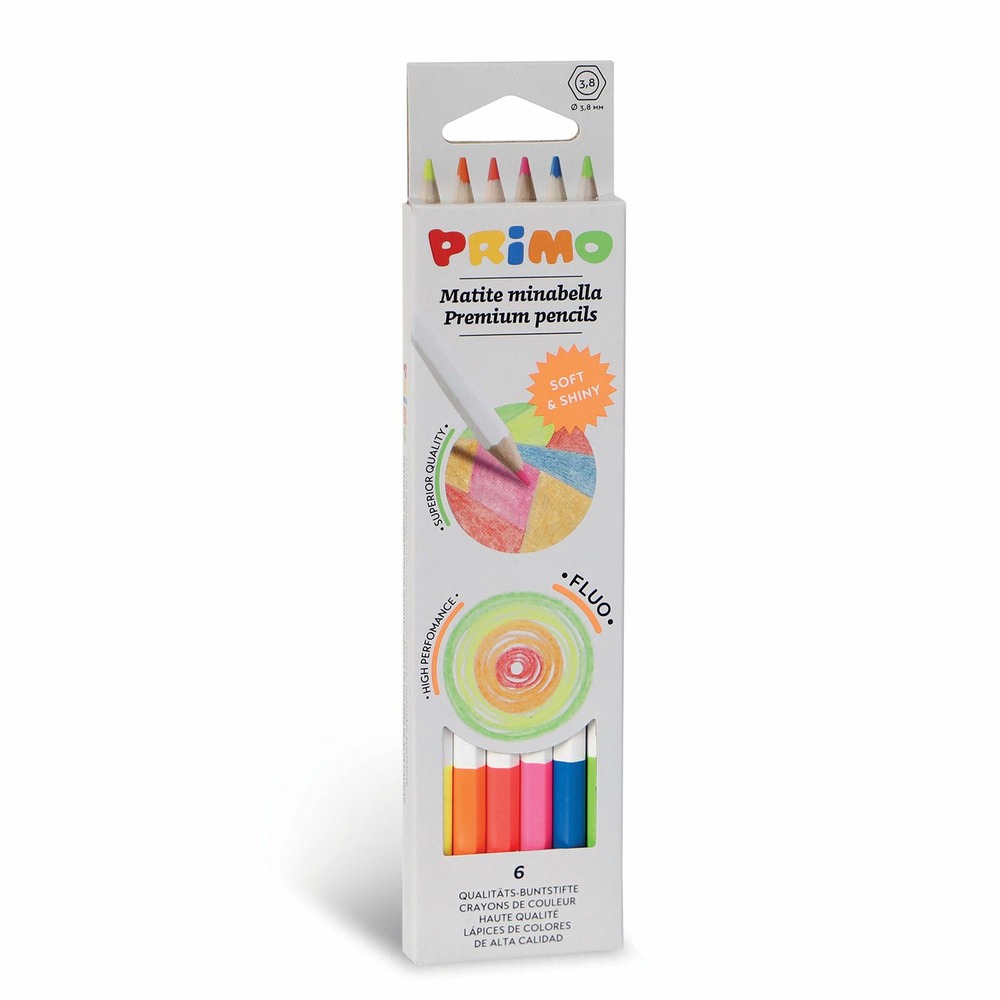 6 crayons de couleur fluo minabella