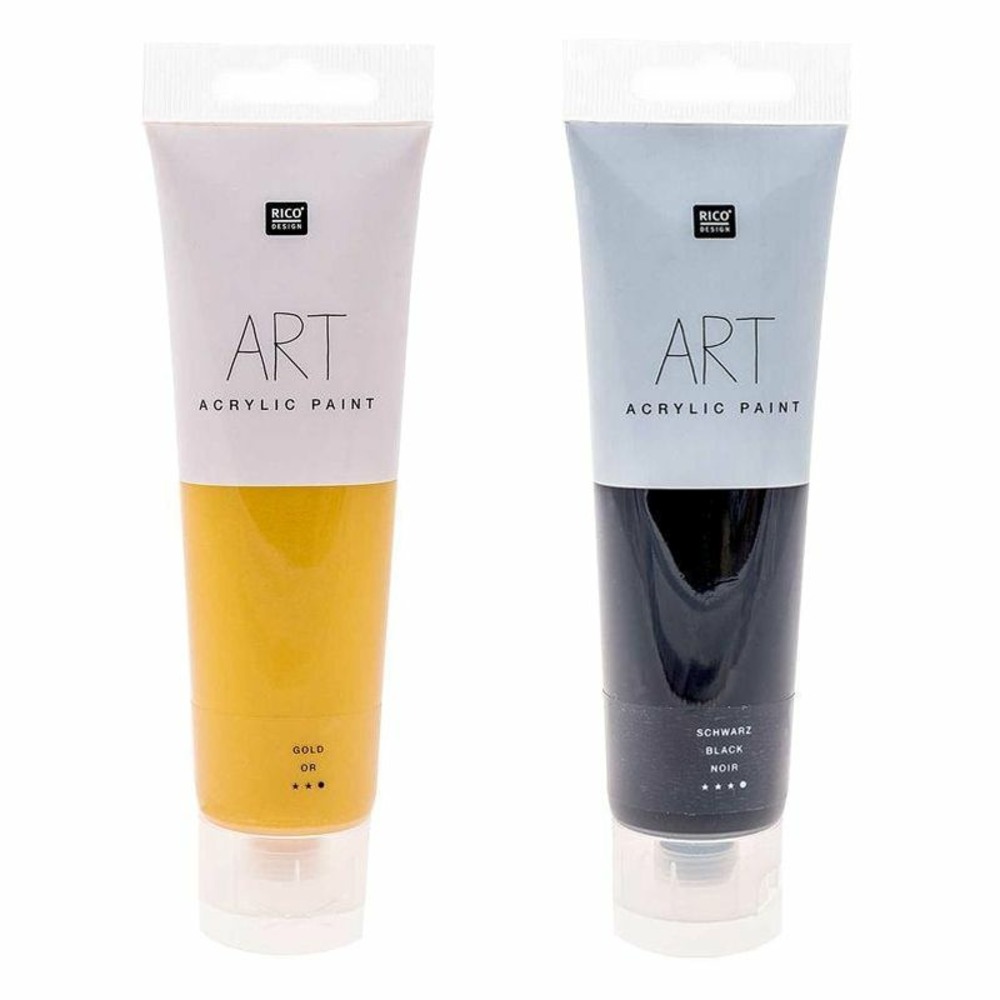 2 tubes de peinture acrylique 100 ml - noir & or