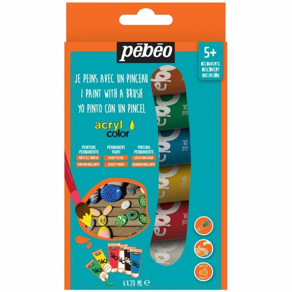 Kit découverte peinture acrylique - 6 couleurs - 6 x 20 ml