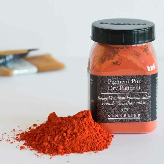 Pigment pour création de peinture - pot 100 g - rouge vermillon français substitut