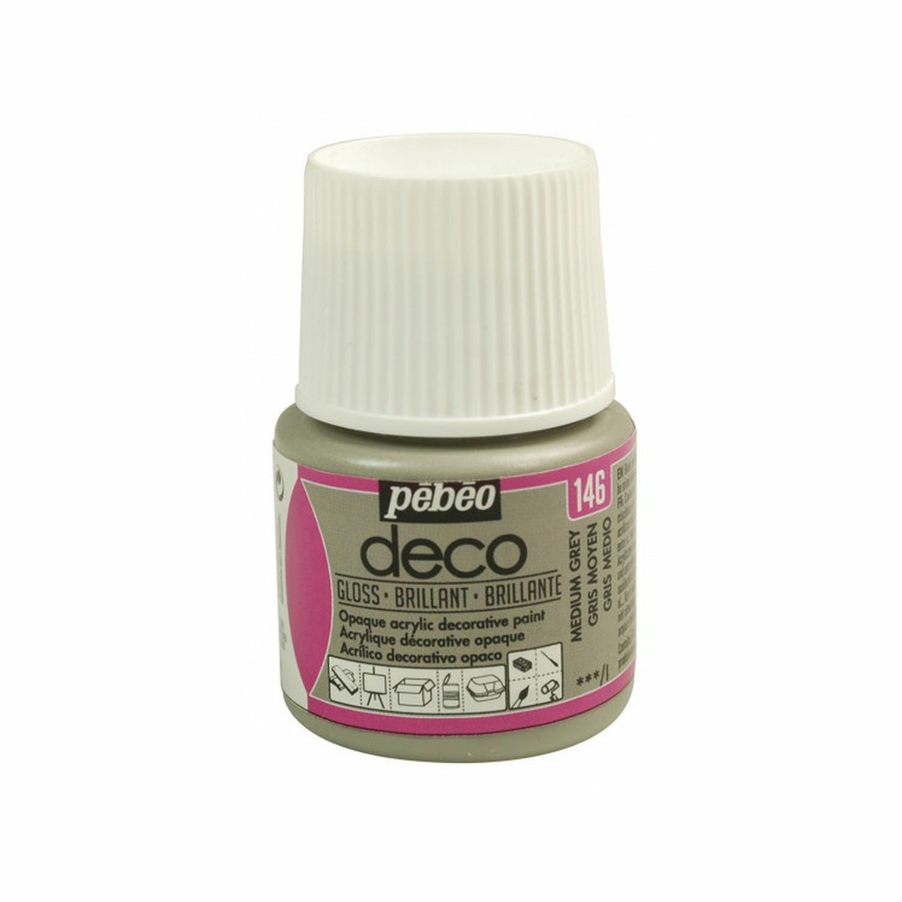 Peinture acrylique opaque brillante - gris moyen - 45 ml