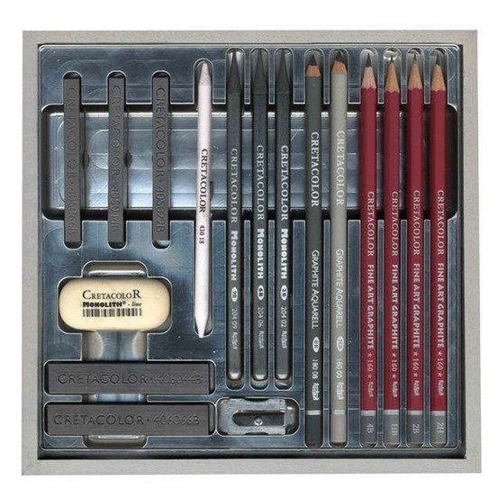 Coffret à dessin silver box - 17 pièces