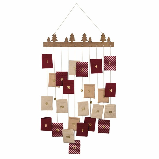 Calendrier de l'avent 24 pochettes tissu à suspendre