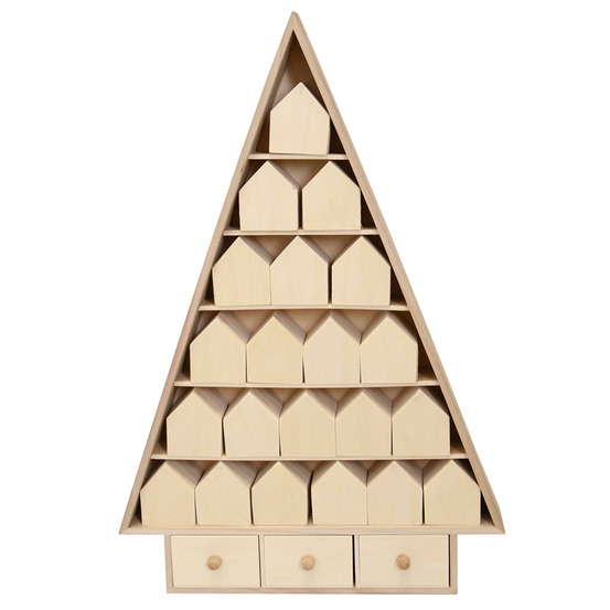 Calendrier de l'avent sapin de noël en bois 52 x 35 cm