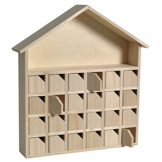 Calendrier de l'avent en bois maison 31,5 x 7 x 34 cm