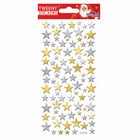 Stickers mousse 3d - étoiles paillettes dorées et argentées