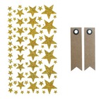 Stickers étoiles à paillettes dorées + 20 étiquettes kraft fanion