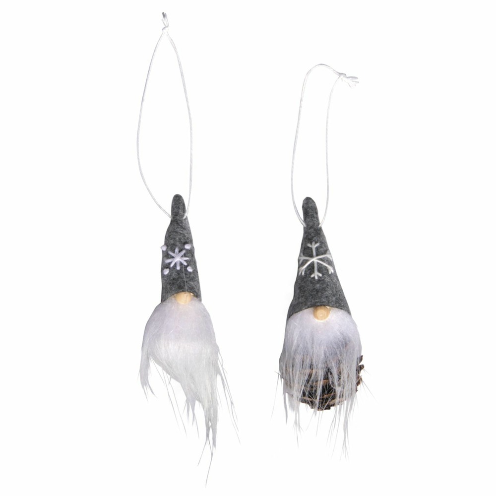 Lutin gris - décoration de sapin de noël - 10 cm