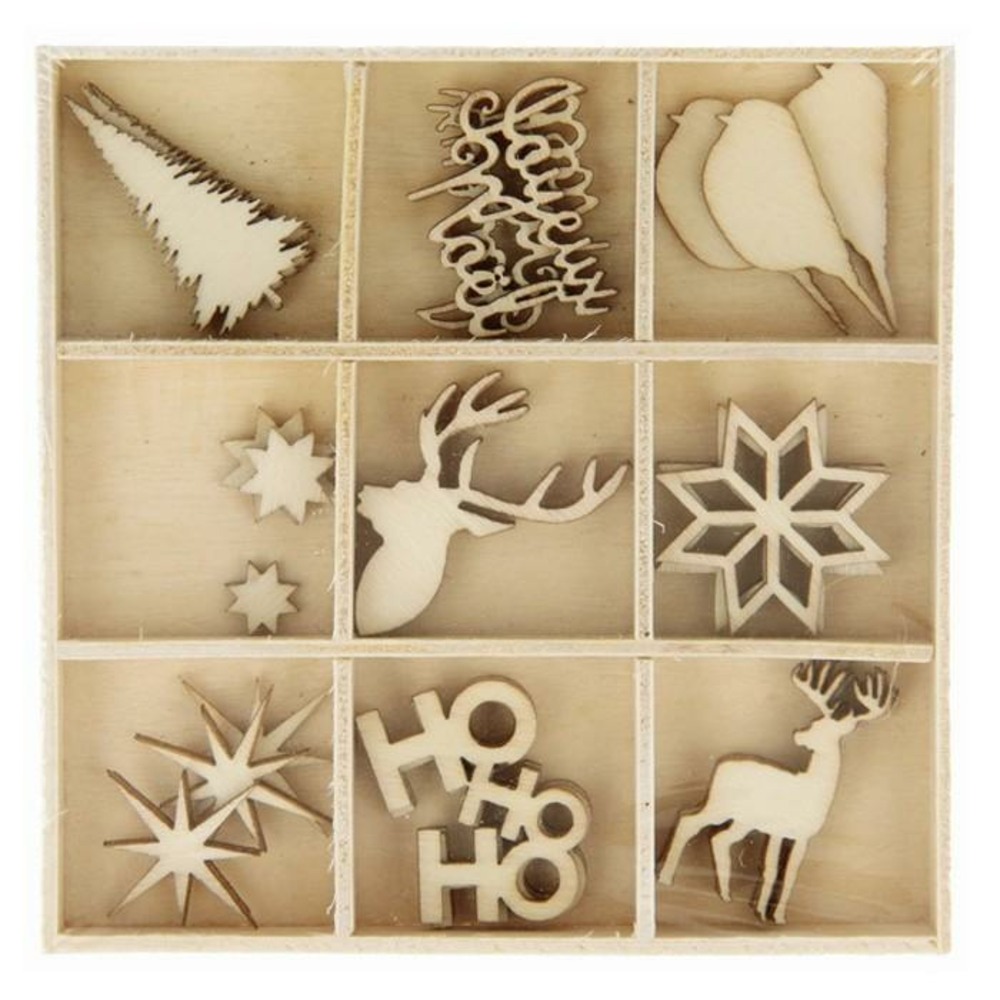 Coffret de 27 mini décorations en bois de noël
