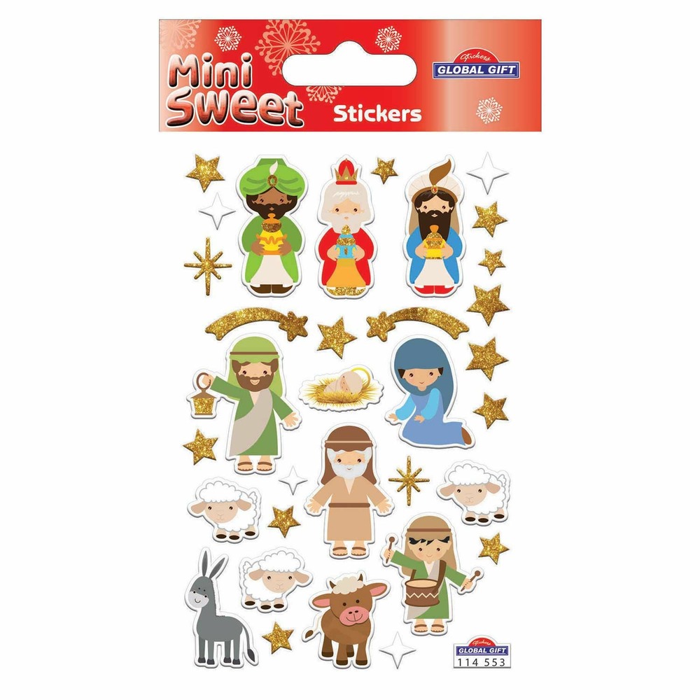 Stickers crèche de noël à paillettes | Truffaut