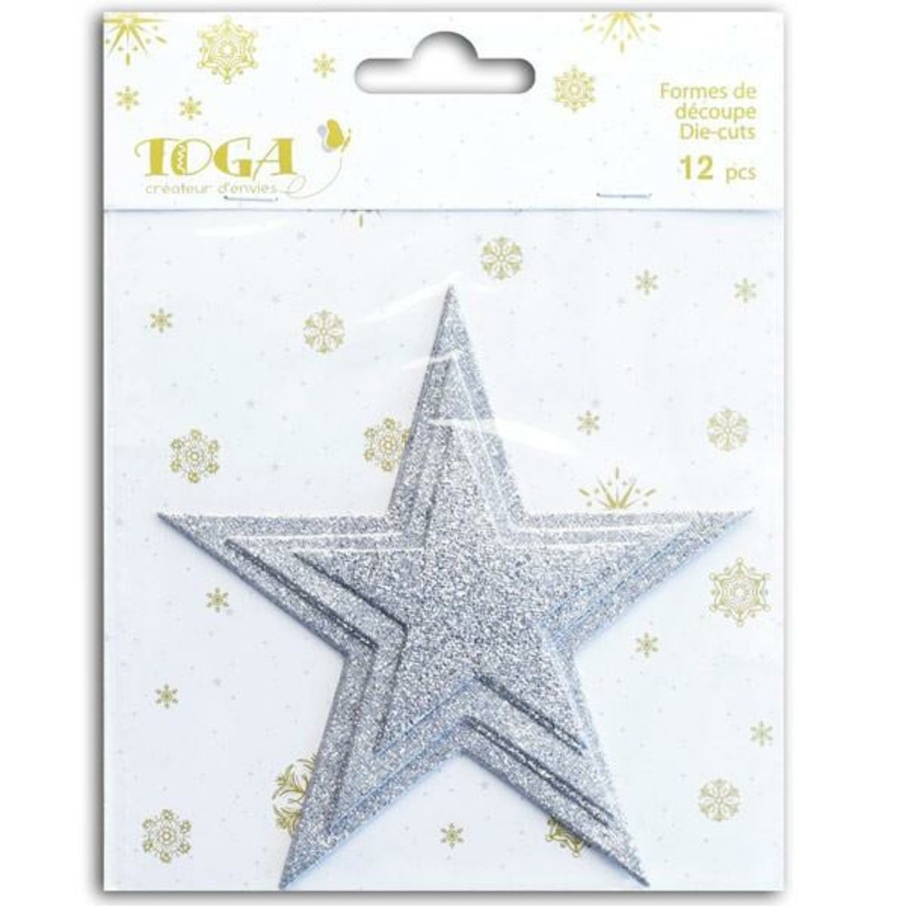Formes découpées etoiles à paillettes - argenté