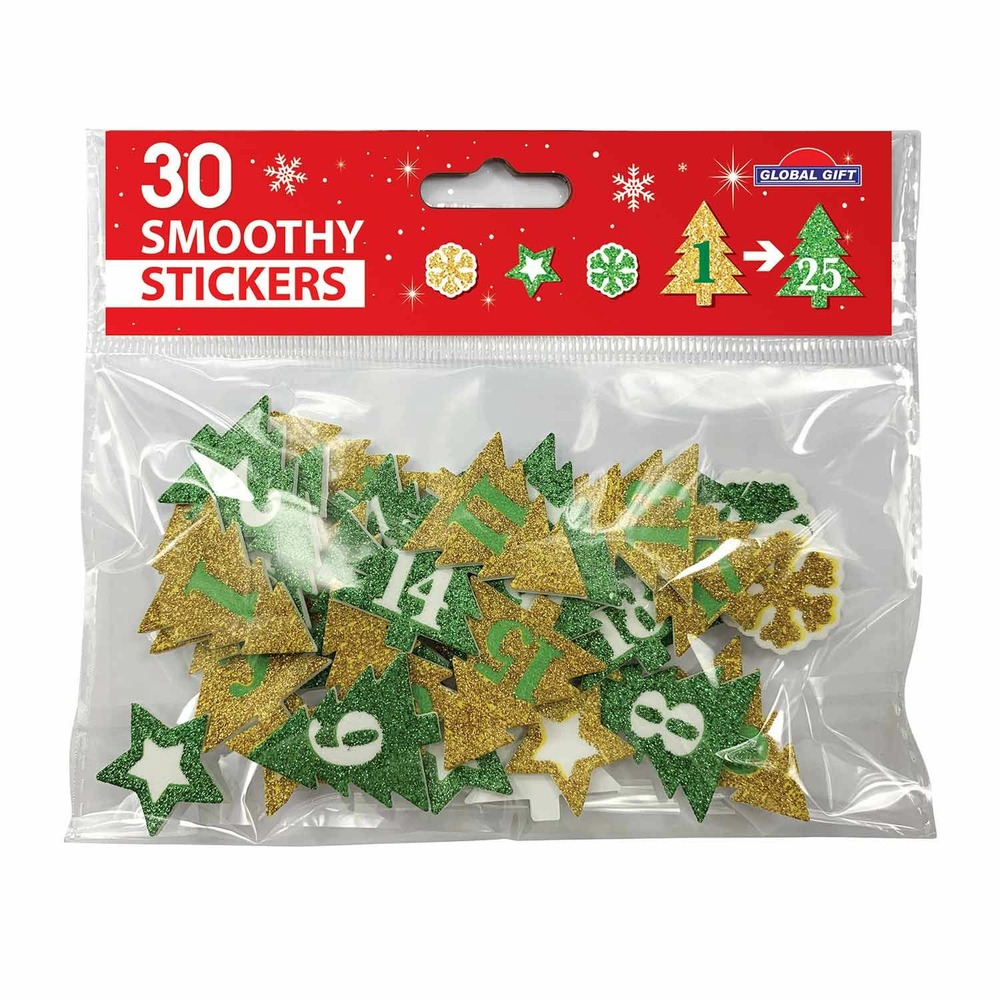 Autocollants mousse eva pour calendrier de l'avent - sapins de noël
