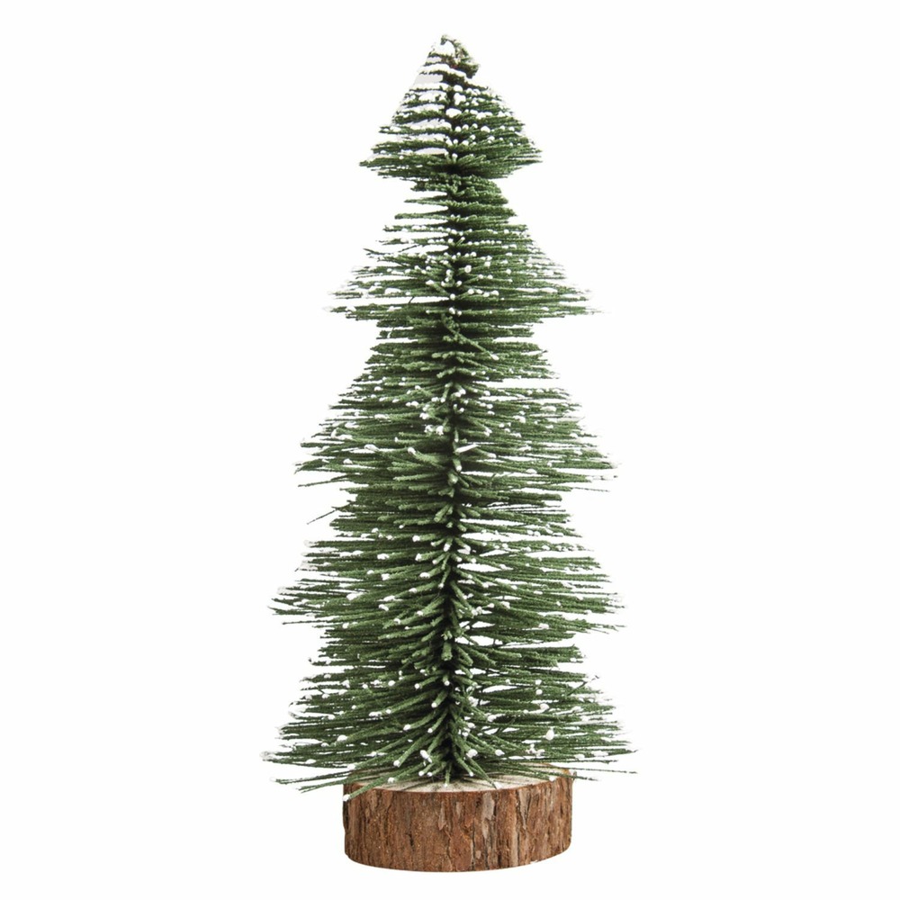 Sapin enneigé vert décoratif - miniature 25 cm