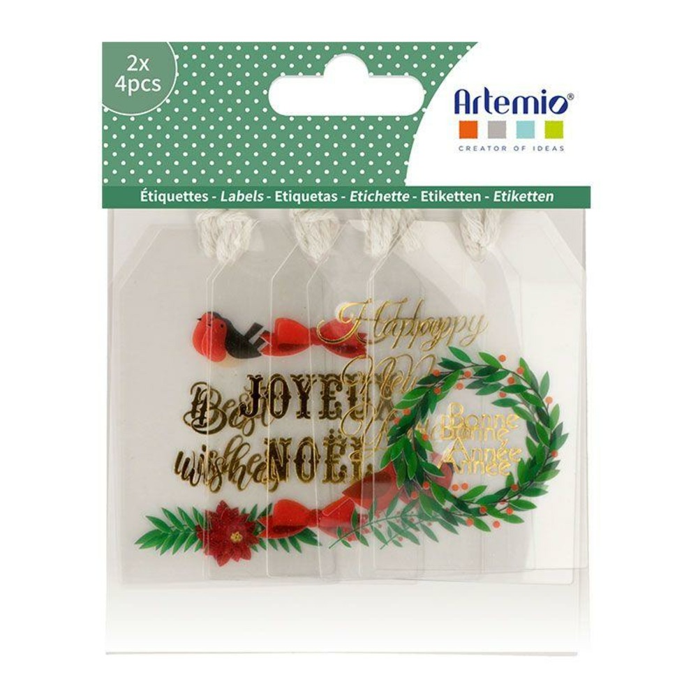 8 étiquettes acetate merry christmas