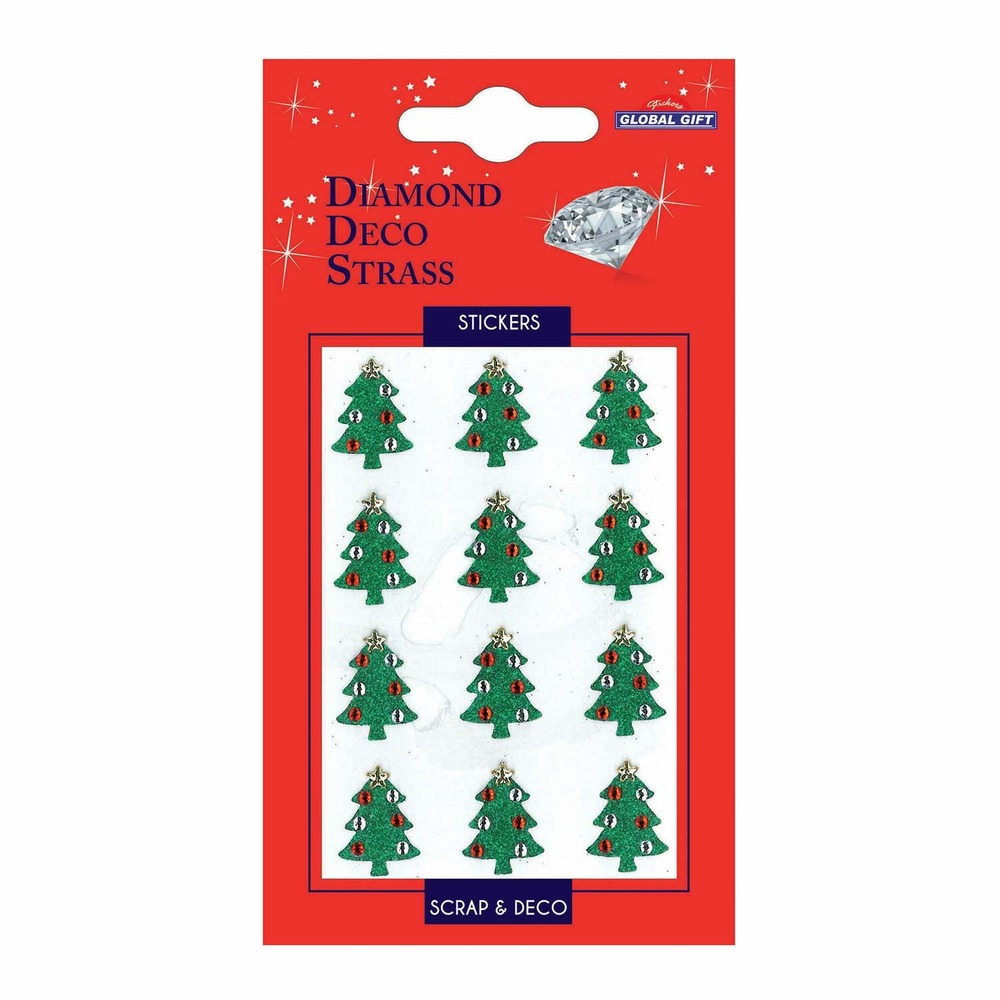 Autocollants strass diamant - sapins - paillettes
