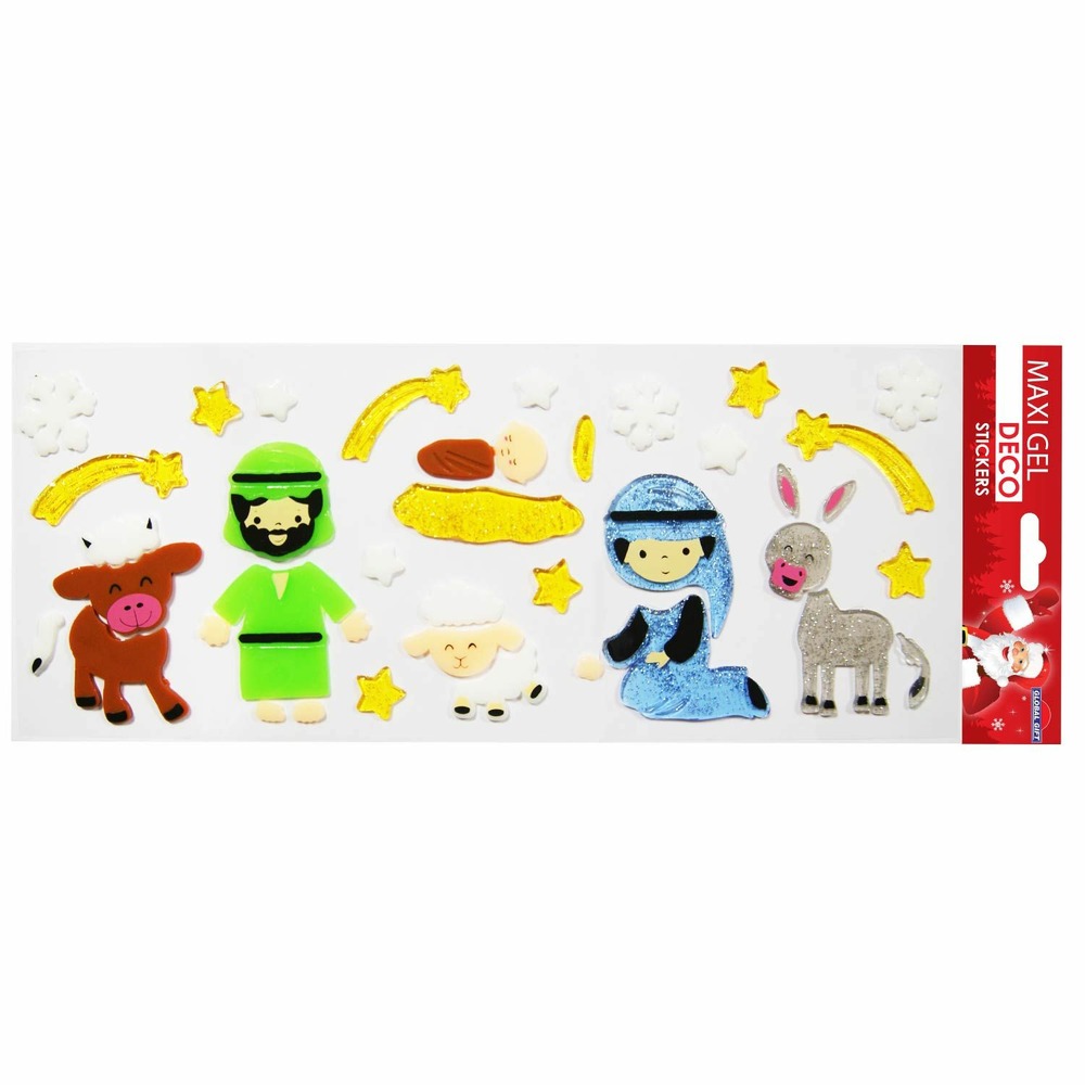 Stickers gel noël pour fenêtres crèche de noël Truffaut