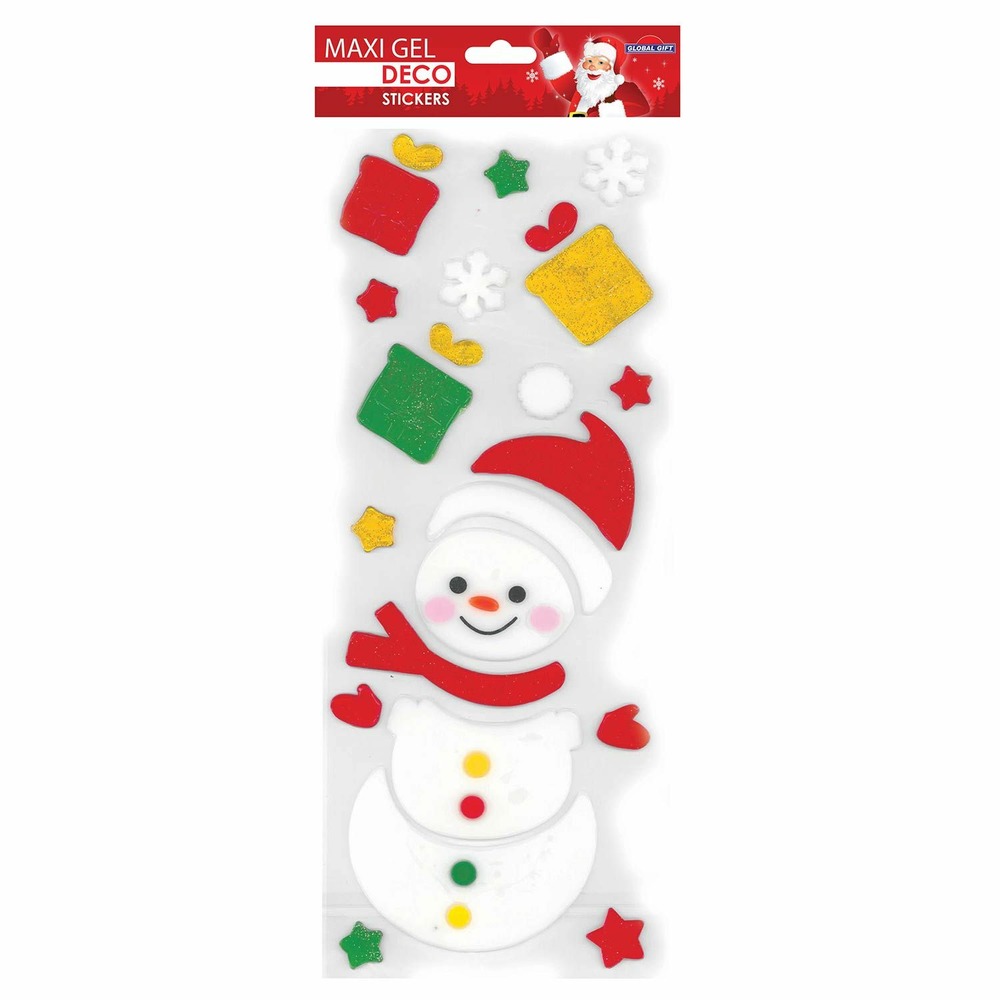 Stickers gel noël pour fenêtres - bonhomme de neige joyeux