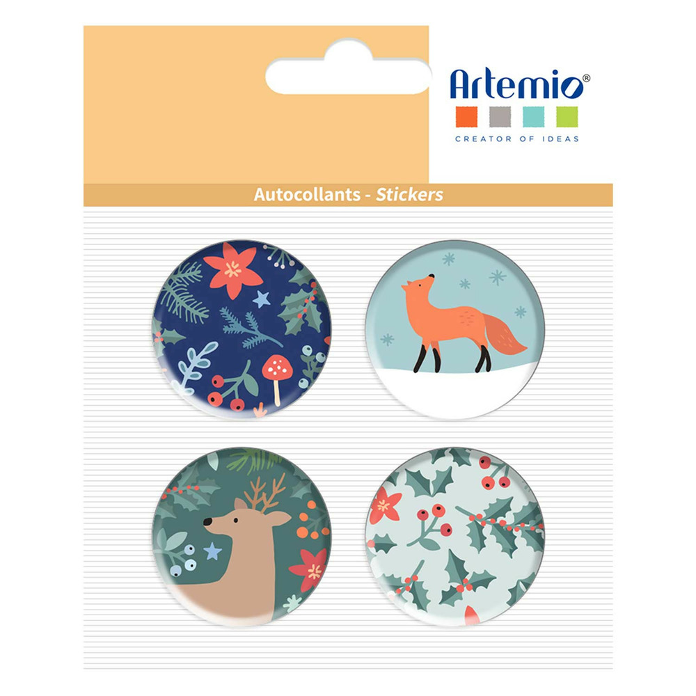 4 stickers noël en métal