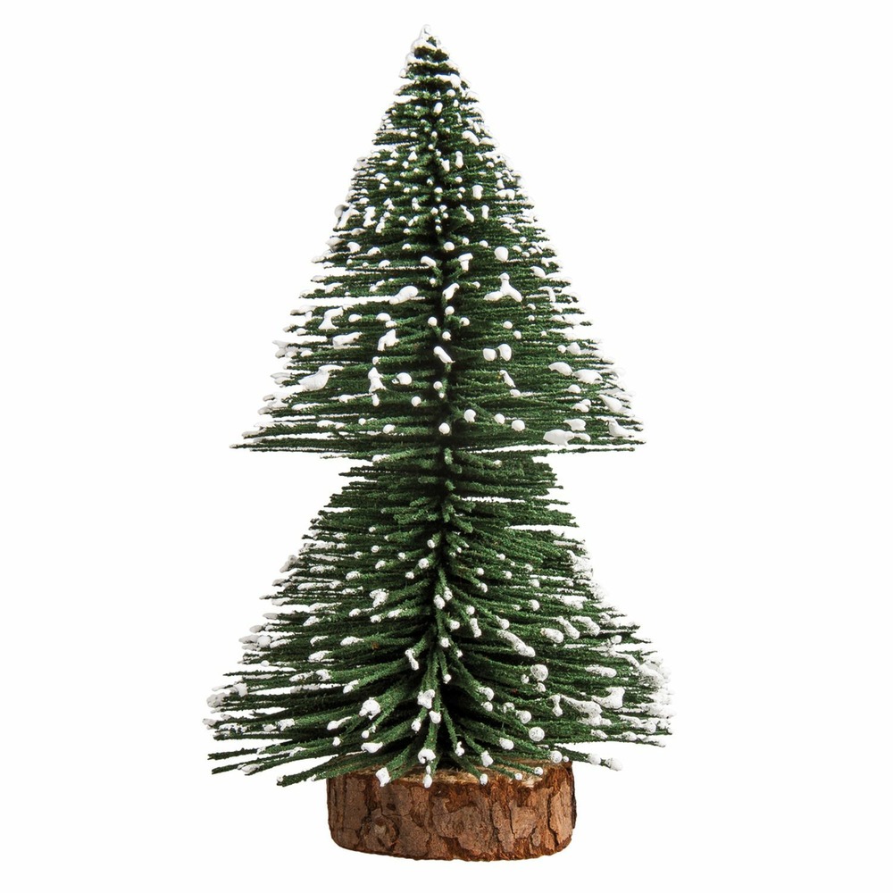Sapin enneigé vert décoratif - miniature 15 cm