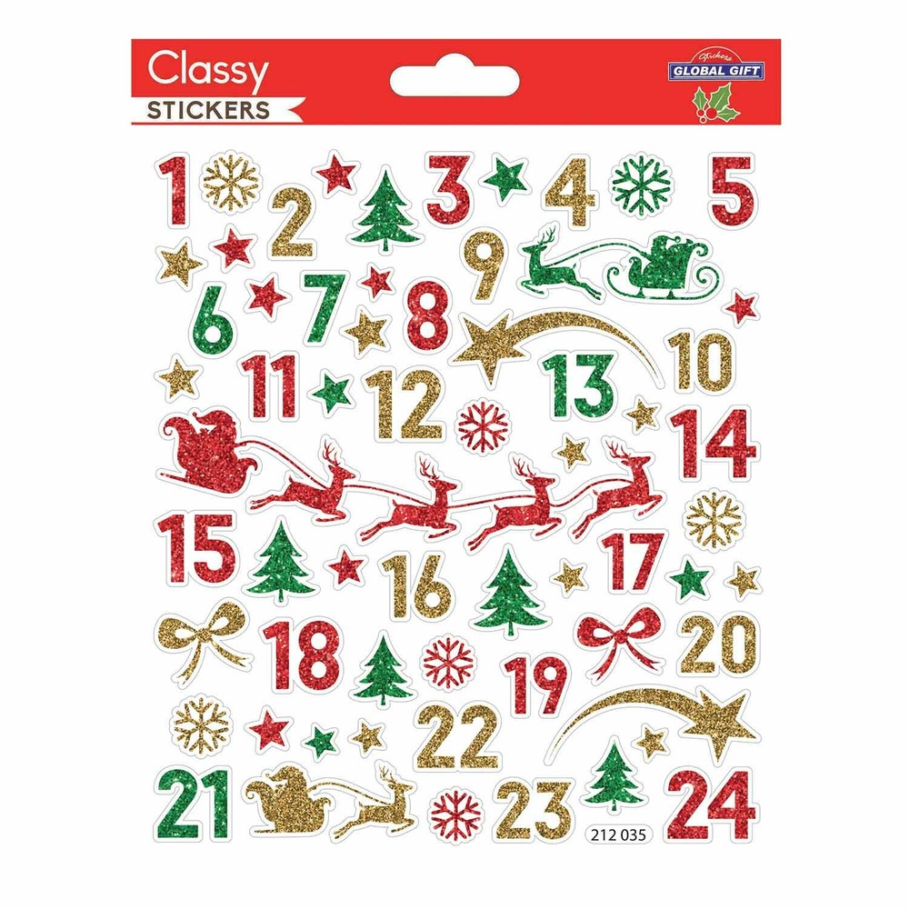 Stickers calendrier de l'avent - traîneau du père noël