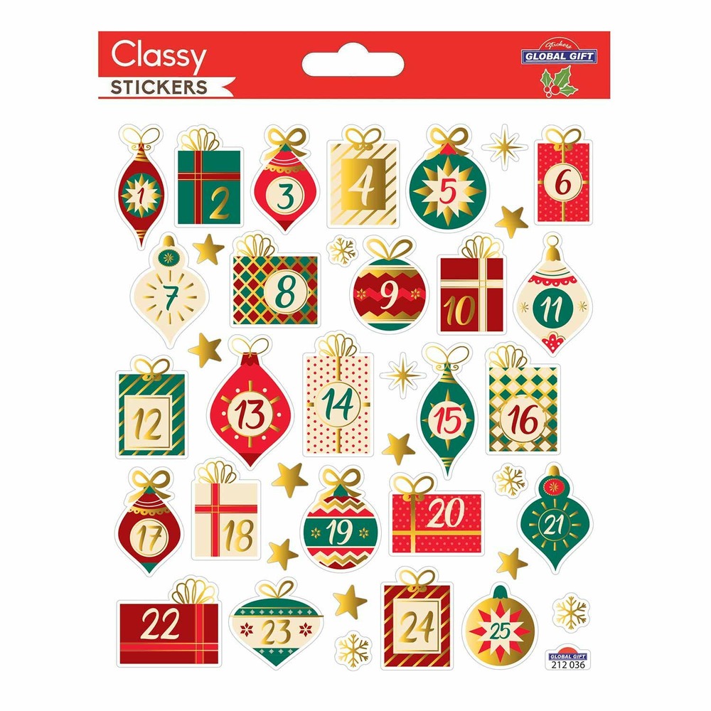 Stickers calendrier de l'avent - cadeaux de noël