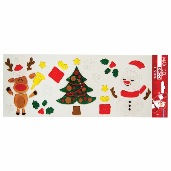 Stickers gel noël pour fenêtres - renne et bonhomme de neige