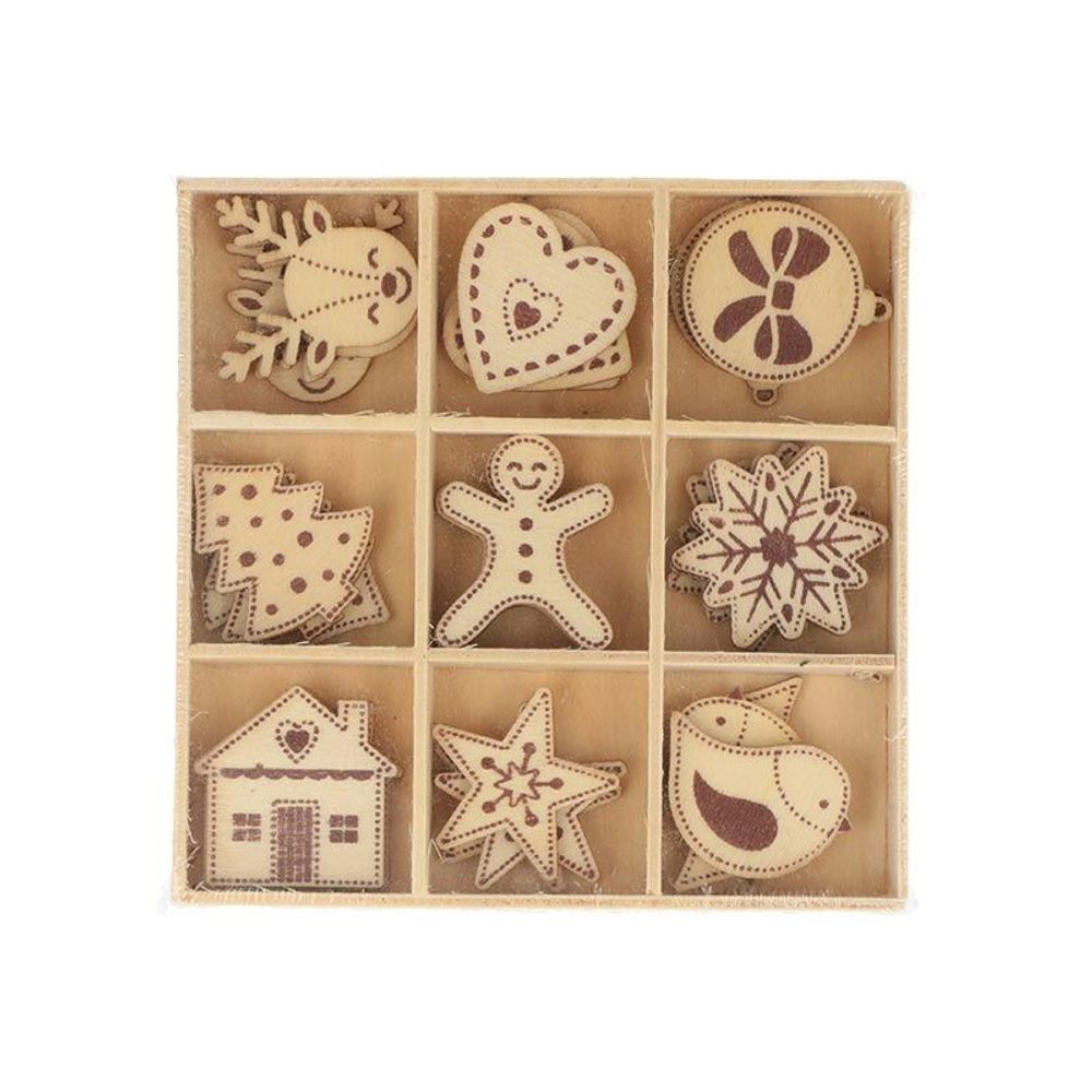 Mini Décorations De Noël En Bois - Arbre Décoré Marron, Neuf Avec De Possibles Petits Défauts