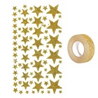 Stickers étoiles à paillettes dorées + masking tape doré à paillettes 5 m