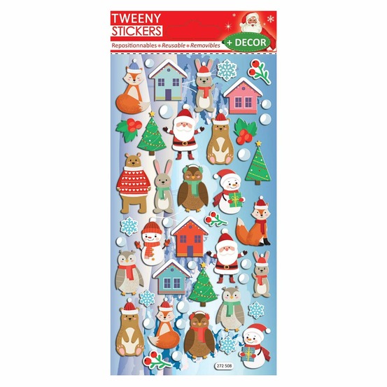 Scène à décorer - autocollants mousse 3d animaux de noël