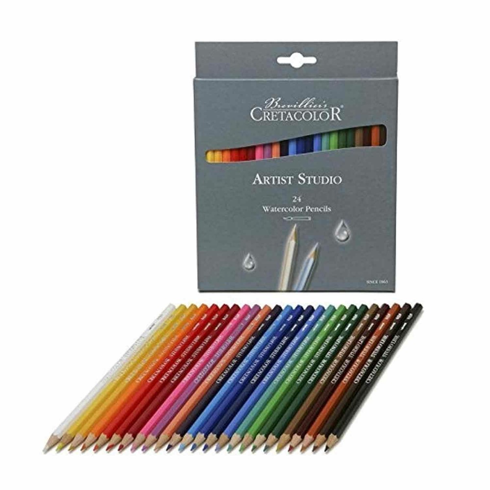 24 crayons de couleur aquarellables artist studio