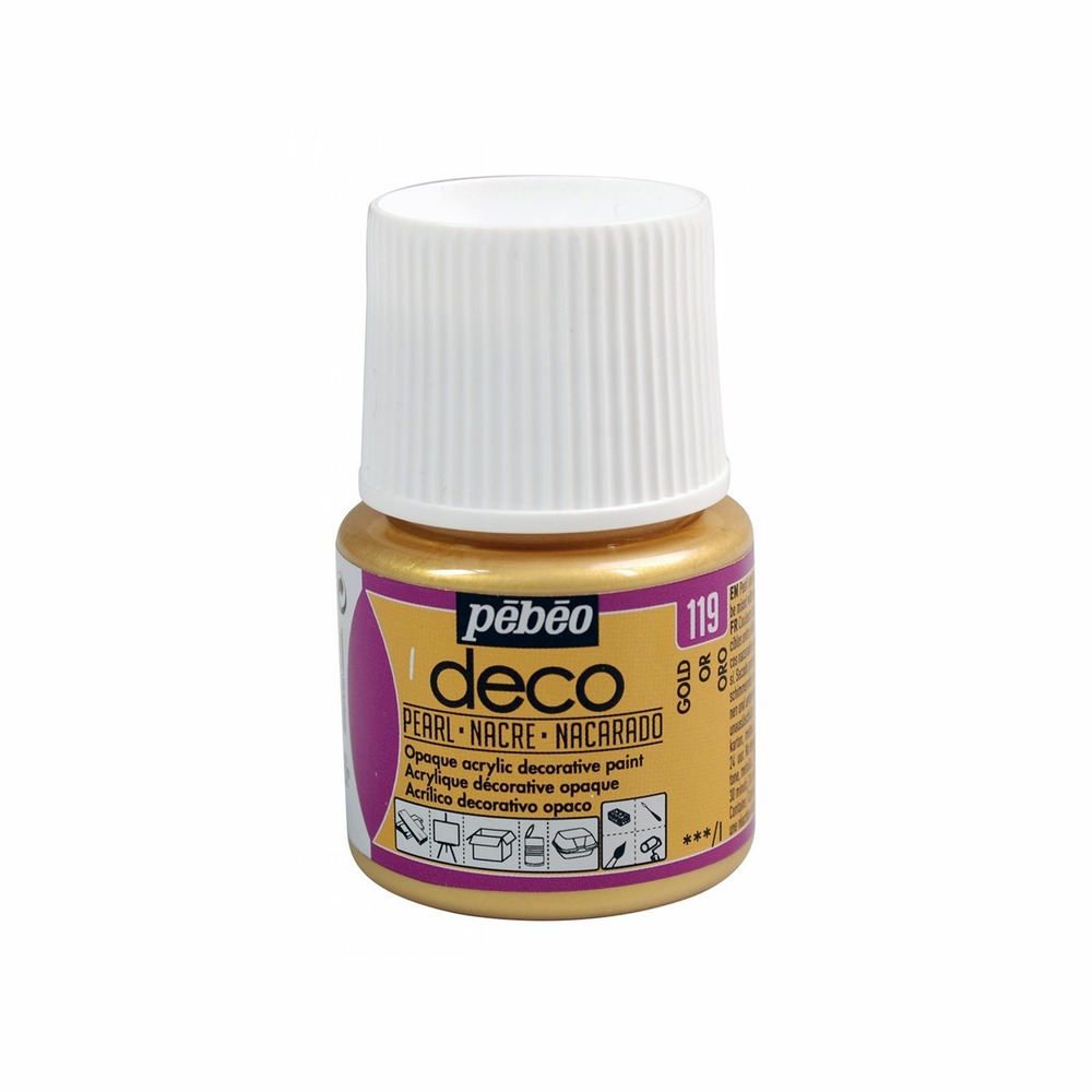 Peinture acrylique opaque nacrée - or - 45 ml