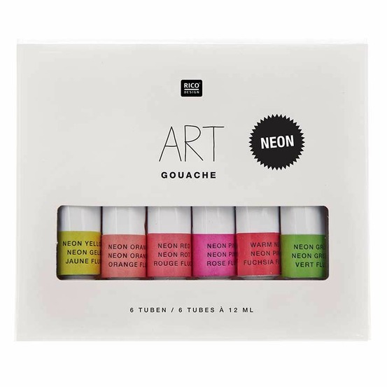 Set peinture gouache - couleurs fluo - 6 x 12 ml