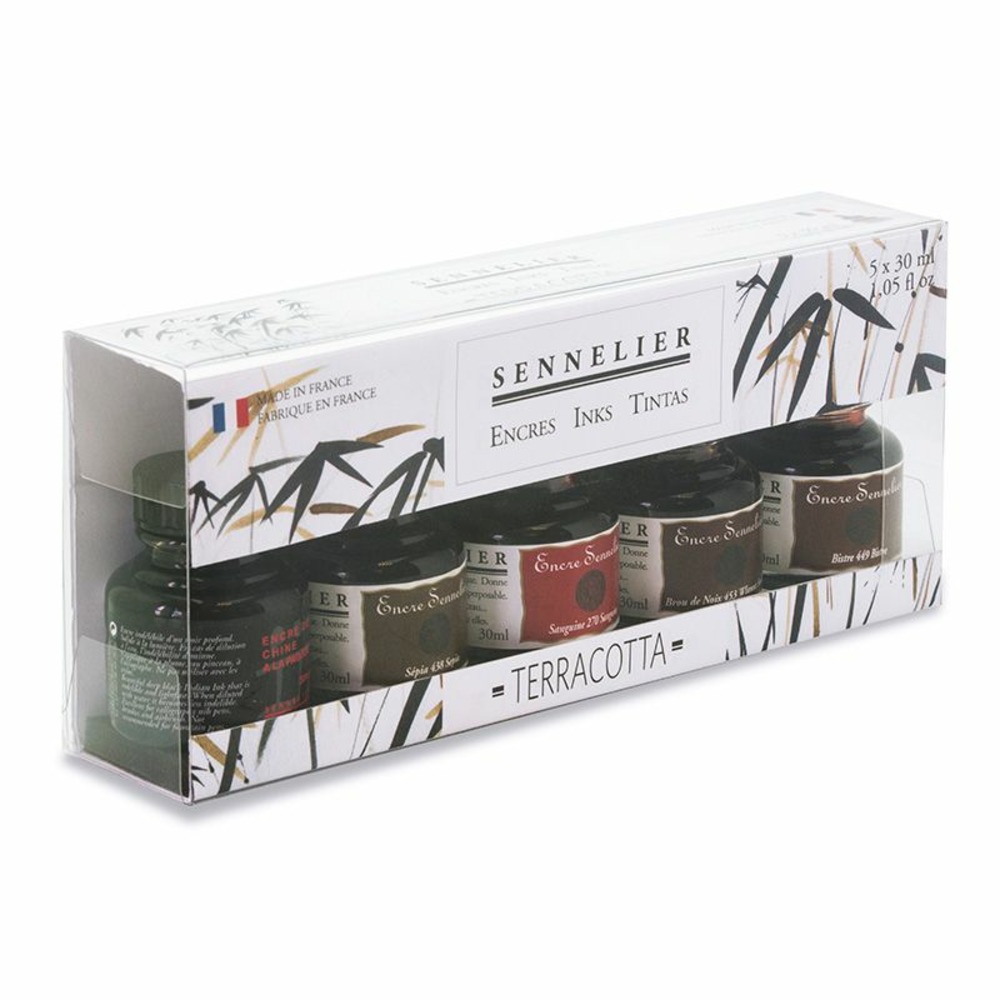 Coffret d'encre de chine - couleurs terre - 5 x 30 ml