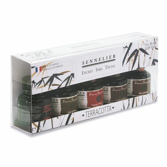 Coffret d'encre de chine - couleurs terre - 5 x 30 ml