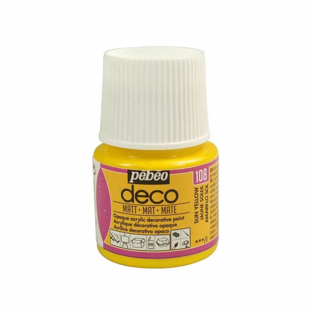 Peinture acrylique opaque mate - jaune soleil - 45 ml