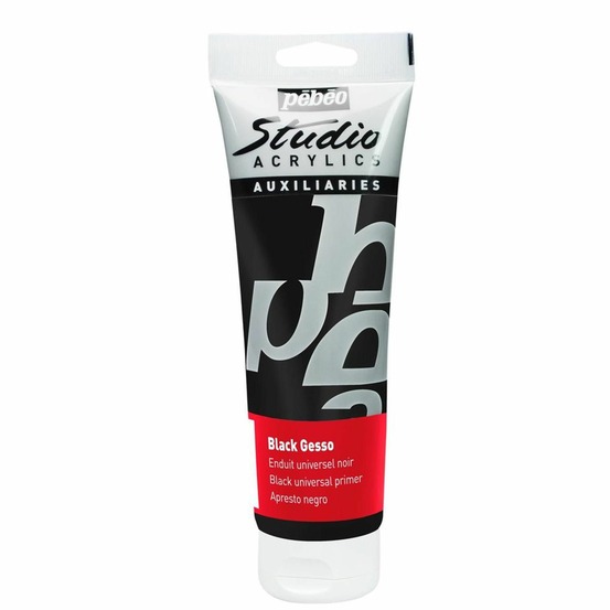 Gesso noir de couverture pour supports à peinture - 250 ml