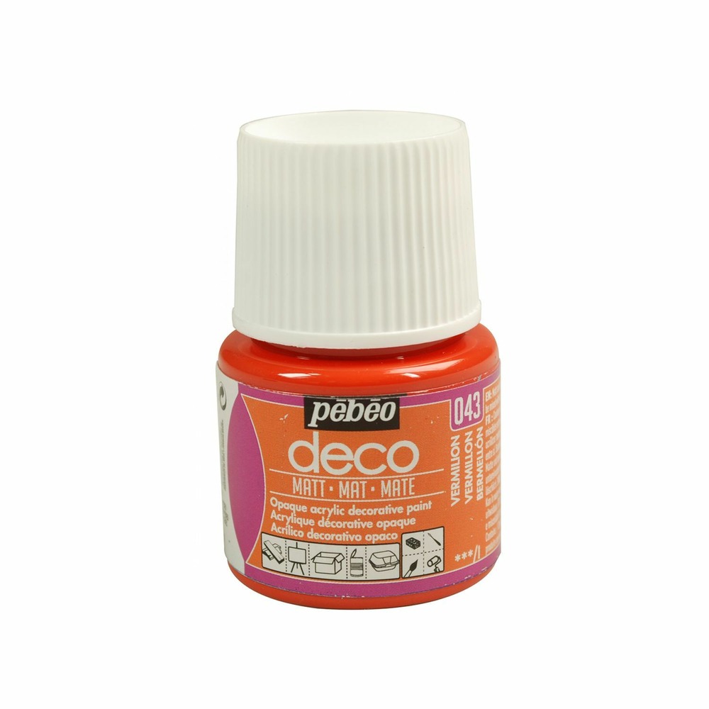 Peinture acrylique opaque mate - rouge vermillon - 45 ml