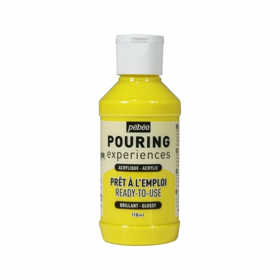 Peinture pouring acrylique brillante - jaune - 118 ml