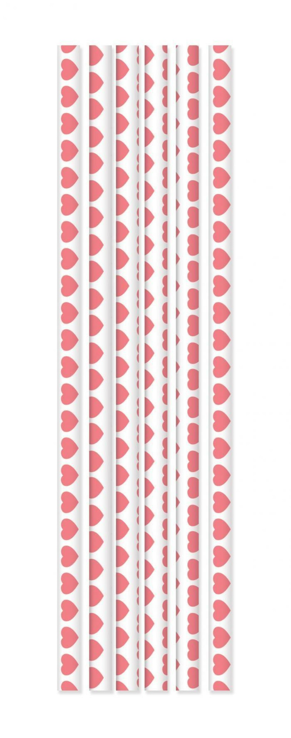 20 pailles papier - cœurs rose