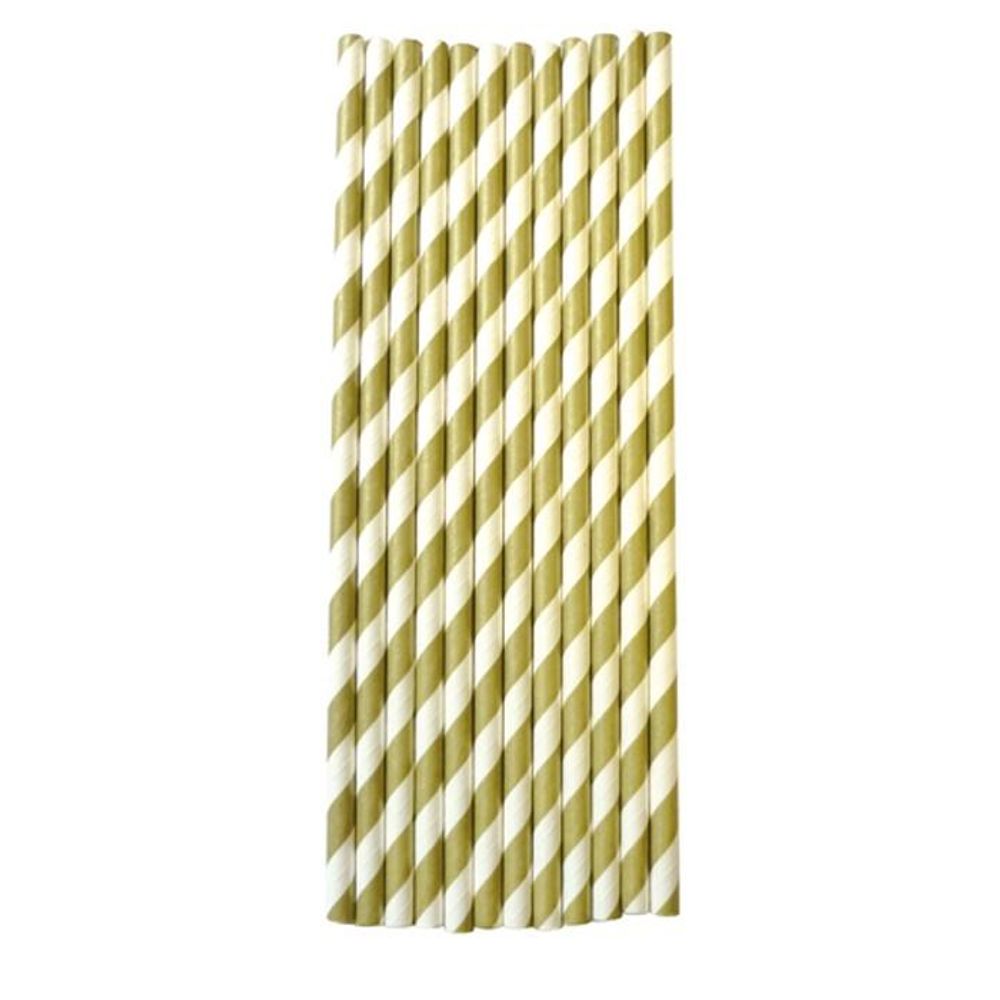 25 pailles en papier 20 cm - doré