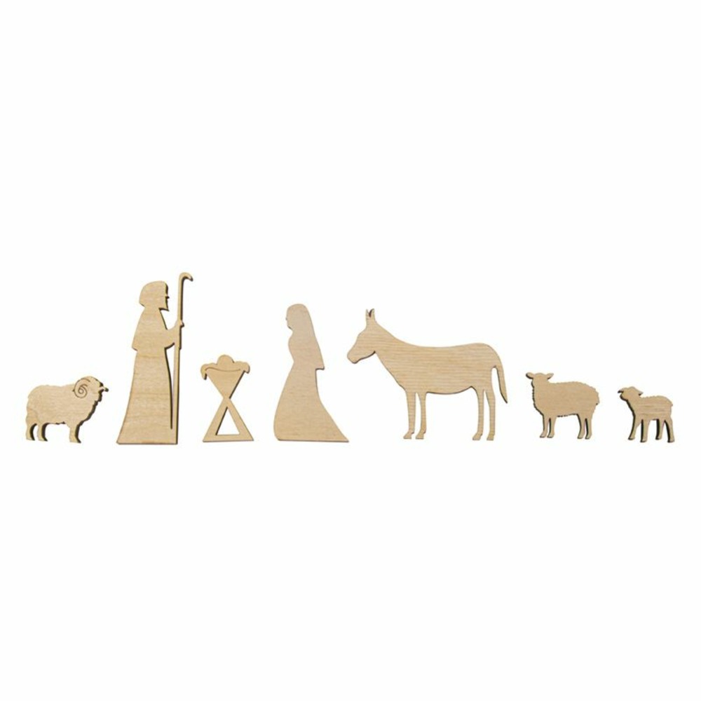 Décor crèche de noël en bois fsc 7 pièces