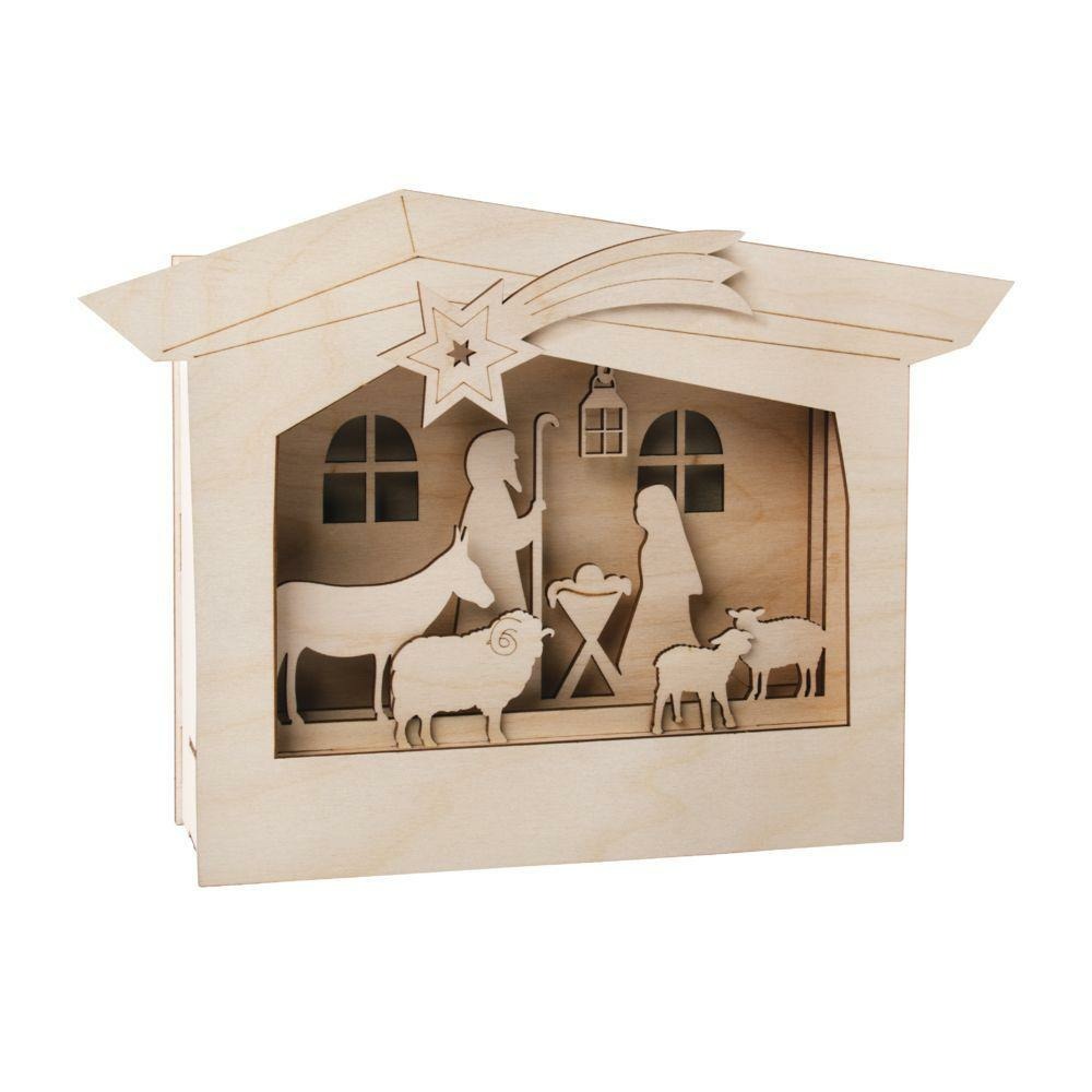 Crèche diy en bois à monter soi-même 24 x 24 x 6,3 cm