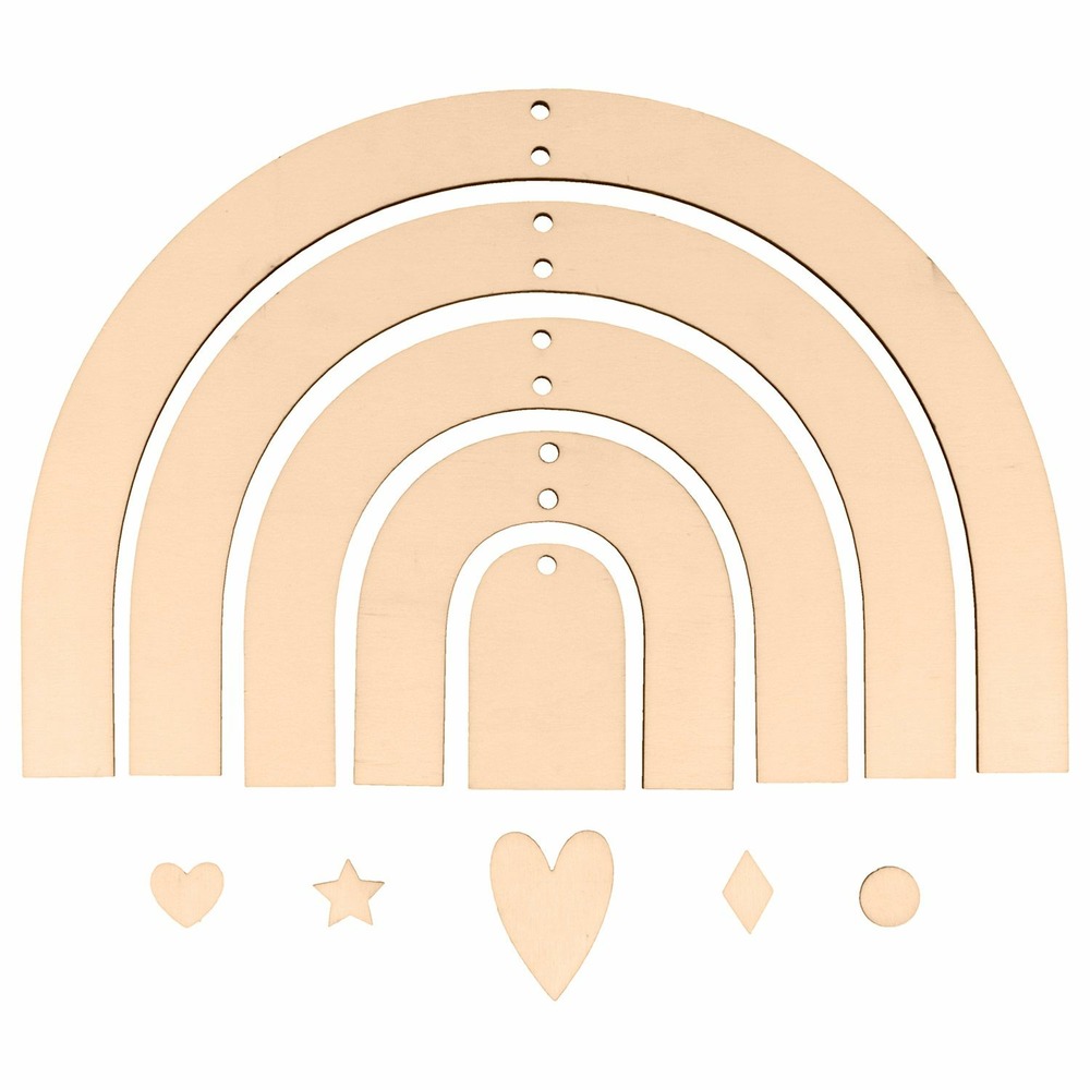 Mobile arc en ciel en bois à décorer