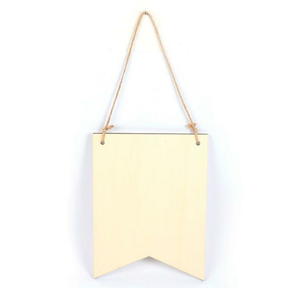 Suspension fanion en bois 20 x 15 cm - 2 pointes