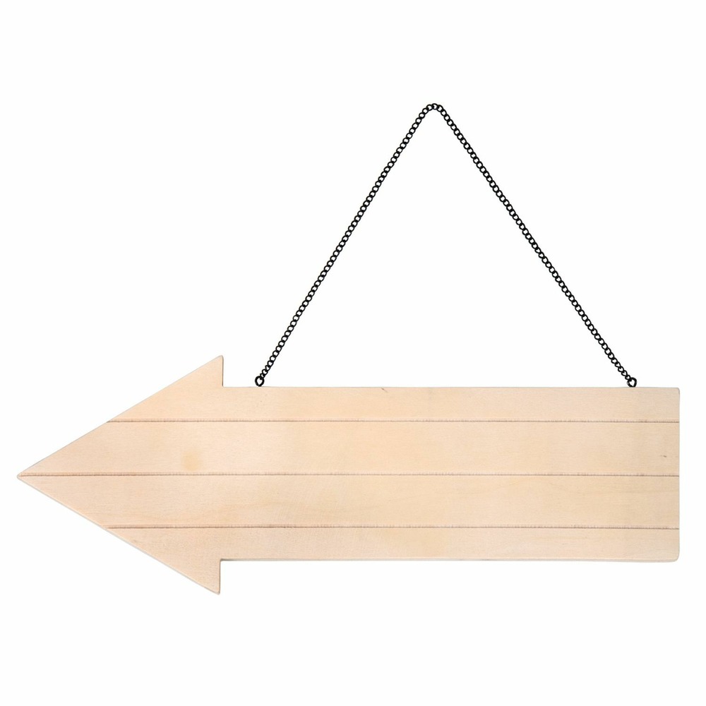 Flèche en bois et chaîne en métal à suspendre - 39 x 14,5 cm