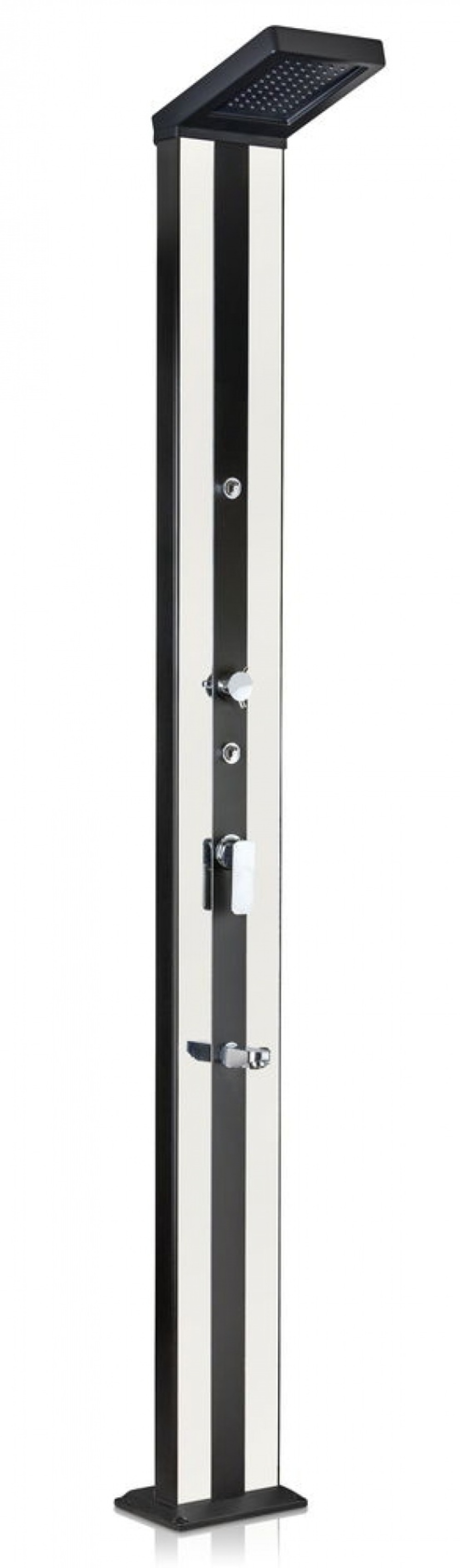 Douche solaire carrée d'extérieur en aluminium premium avec sprayers - 20x11x215 cm - 38 l