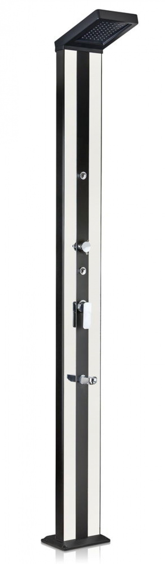 Douche solaire carrée d'extérieur en aluminium premium avec sprayers - 20x11x215 cm - 38 l