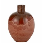 Vase boule ovale en céramique rouge 33x33x47 cm