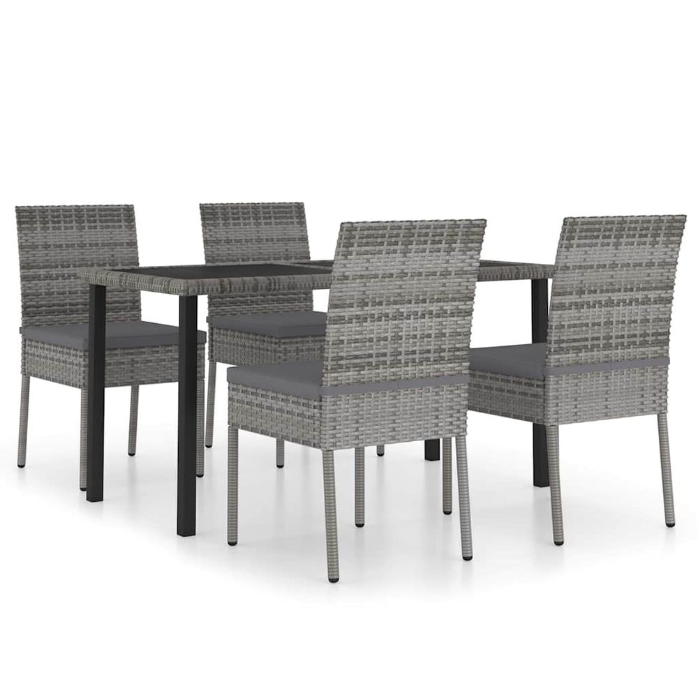 Ensemble à manger de jardin 5 pcs résine tressée gris